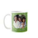 Red Christmas Family Photo Mug Wth Green Border