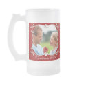 Red Christmas Photo Frosted Mug Wth Green Border
