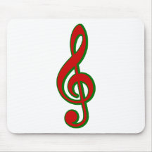 Red Christmas Treble Clef Mousepads