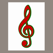 Red Christmas Treble Clef postcards