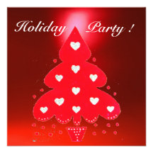 RED CHRISTMAS TREE HOLIDAY PARTY blue white Custom Announcements