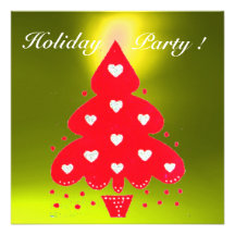 RED CHRISTMAS TREE HOLIDAY PARTY,Emerald Custom Invitations