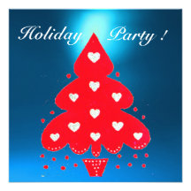 RED CHRISTMAS TREE HOLIDAY PARTY,Emerald Personalised Invites