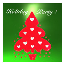 RED CHRISTMAS TREE HOLIDAY PARTY,Emerald Personalized Invitation