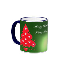 RED CHRISTMAS TREE HOLIDAY PARTY green Coffee Mug