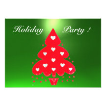 RED CHRISTMAS TREE HOLIDAY PARTY green Personalised Invites