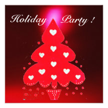 RED CHRISTMAS TREE HOLIDAY PARTY green white Personalized Invitations