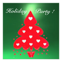 RED CHRISTMAS TREE HOLIDAY PARTY PERSONALIZED INVITES