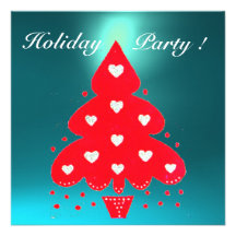 RED CHRISTMAS TREE HOLIDAY PARTY PERSONALISED INVITATION