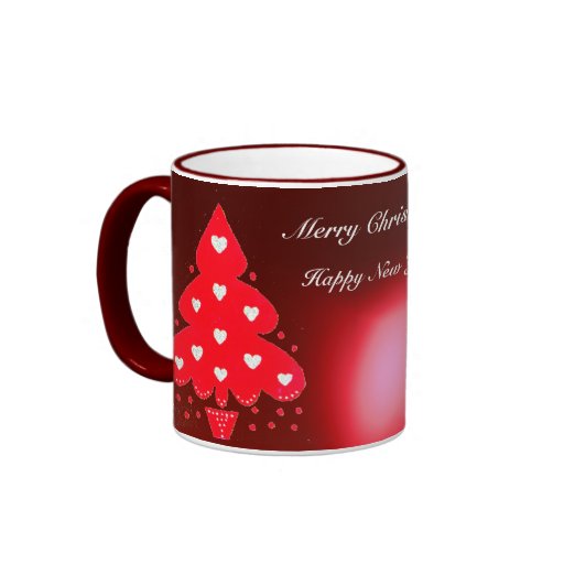 RED CHRISTMAS TREE HOLIDAY PARTY red Coffee Mugs