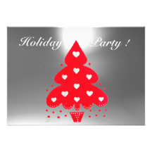 RED CHRISTMAS TREE HOLIDAY PARTY white Custom Announcement