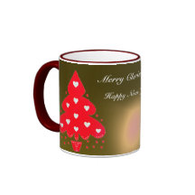 RED CHRISTMAS TREE HOLIDAY PARTY yellow Coffee Mug