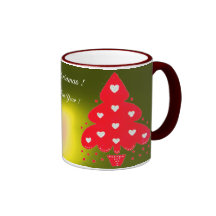 RED CHRISTMAS TREE HOLIDAY PARTY yellow Coffee Mug
