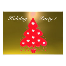 RED CHRISTMAS TREE HOLIDAY PARTY yellow Custom Announcement