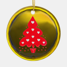 RED CHRISTMAS TREE HOLIDAY PARTY yellow Christmas Tree Ornaments
