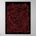 Red Chrome Oriental Tribal Tattoo Poster posters