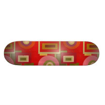 Red circles and Squares Custom Skate Board