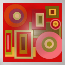 red circles squares print