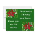 Red Clematis Floral Holiday Open House invitations