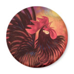 Red Cock Rooster Painting Art - Multi magnets