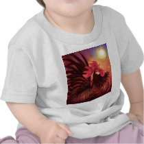 Red Cock Rooster Painting Art - Multi T Shirts