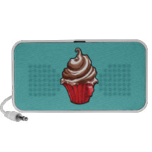 Red Coffee Cupcake teal Doodle Portable Speaker