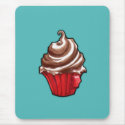 Red Coffee Cupcake teal Mousepad