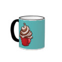 Red Coffee Cupcake teal Mug