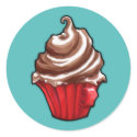 Red Coffee Cupcake teal  Sticker