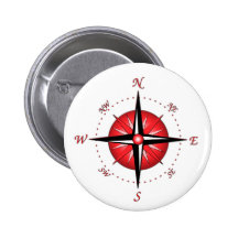 Red Compass Rose Pin