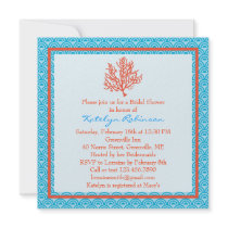 Red Coral Bridal Shower Invitation