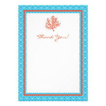Red Coral Thank You Card Custom Announcement