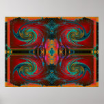 Red Cosmos Swirl Print