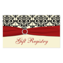 Red, Cream and Black Damask Gift Registry Card Business Card Templates