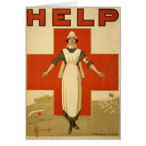 Red Cross Field Nurse Poster Reading HELP Card