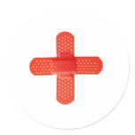 Red cross round stickers