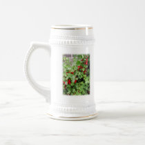 Red Currants on the Plant. Green Leaves. Mug