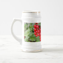 Red Currants on the Plant. Green Leaves. Coffee Mug