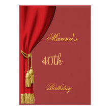 Red curtain Invitation any Birthday