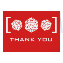 Red D20 Dice Gamer Wedding Thank You Card