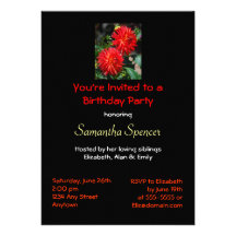 Red Dahlia Pair Birthday Invitation