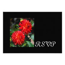 Red Dahlia Pair RSVP Cards Personalised Invitations