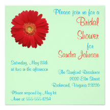 Red Daisy Bridal Shower Invite