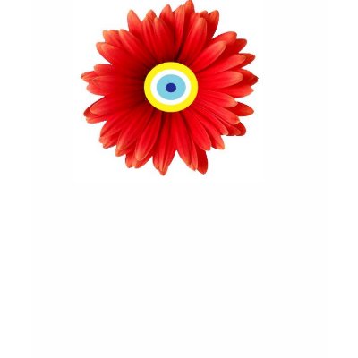 RED DAISY EVIL EYE LUCKY EYE FLOWER T-SHIRTS by luckystella