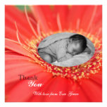 Red Daisy Flower Child Thank You Baby Announcement