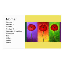 Red Daisy Flower Painting - Multi Business Card Template