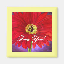 Red Daisy Flower Painting - Multi Fridge Magnets