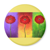 Red Daisy Flower Painting - Multi