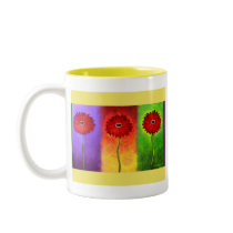 Red Daisy Flower Painting - Multi Mugs