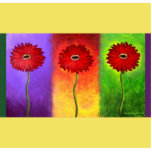 Red Daisy Flower Painting - Multi photo sculptures